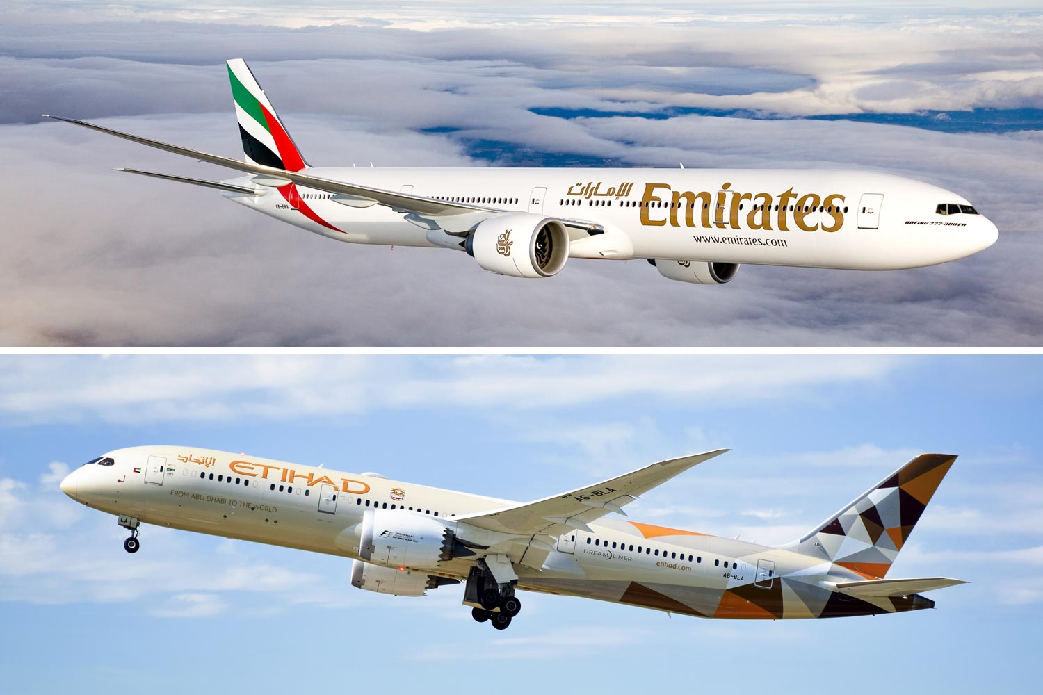 Emirates and Etihad Airways rank in the world's top 20 airlines for