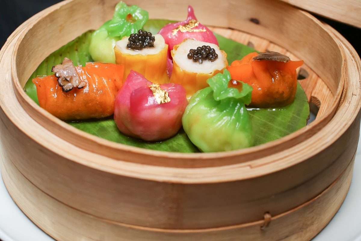 Restaurants opening in Riyadh: Hakkasan colourful dumplings in a steamer basket with bamboo leaf 