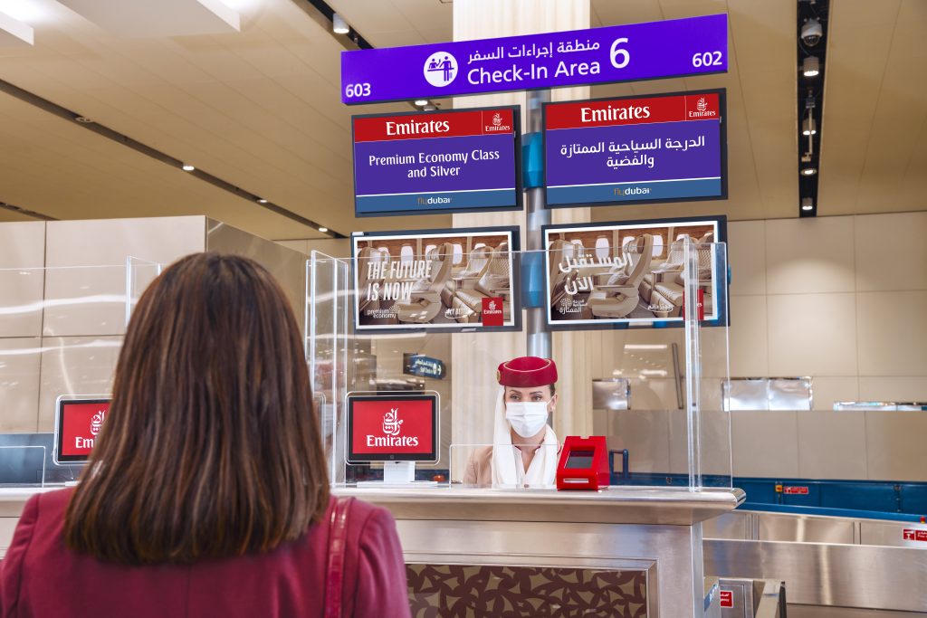 Emirates premium economy class: Emirates ticket counter and check-in