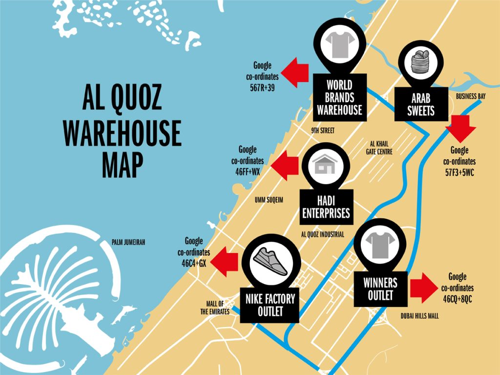 Al Quoz warehouse sales mapped Where to find the best bargains on