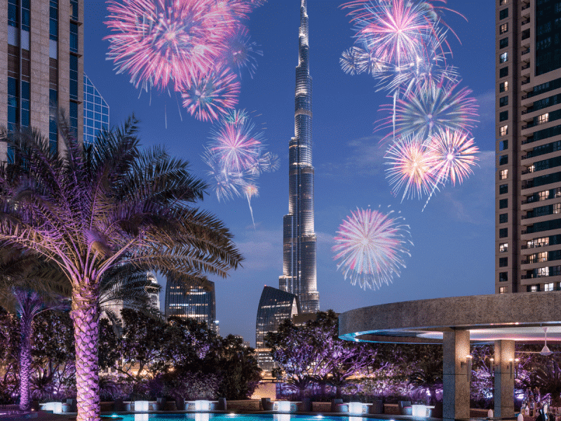 Burj Khalifa fireworks 50 restaurants with the best NYE views