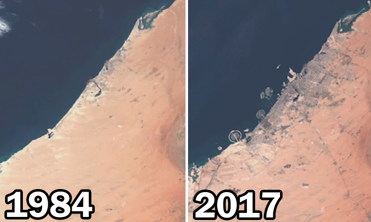 See Dubai's Incredible Transformation From Space Over The Past 34 Years ...